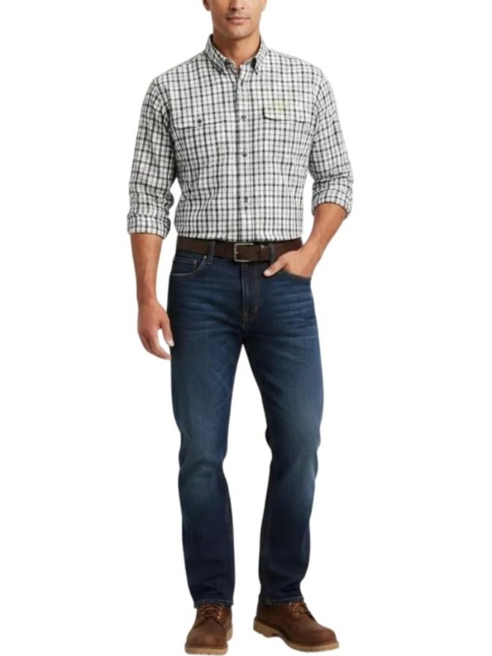 HEYBO Outdoors Navy-Khaki-White Headwaters Seersucker Long Sleeve Shirt Small - Picture 1 of 13